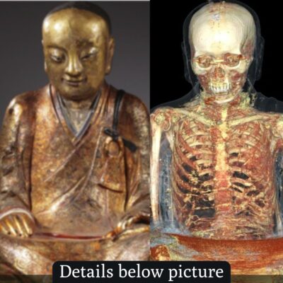 The monk who was mummified and placed inside a Buddha statue
