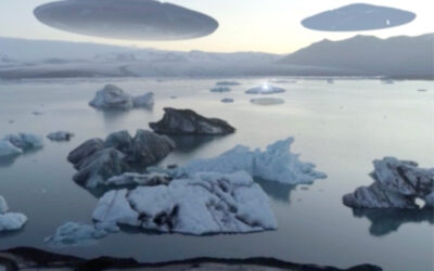 Shocking photos are captured by explorers when UFOs land on icebergs in Antarctica.