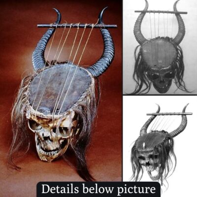 In the 19th century CE, a musical instrument known as a Central African lyre was crafted using a human skull, antelope horns, skin, gut, and hair.
